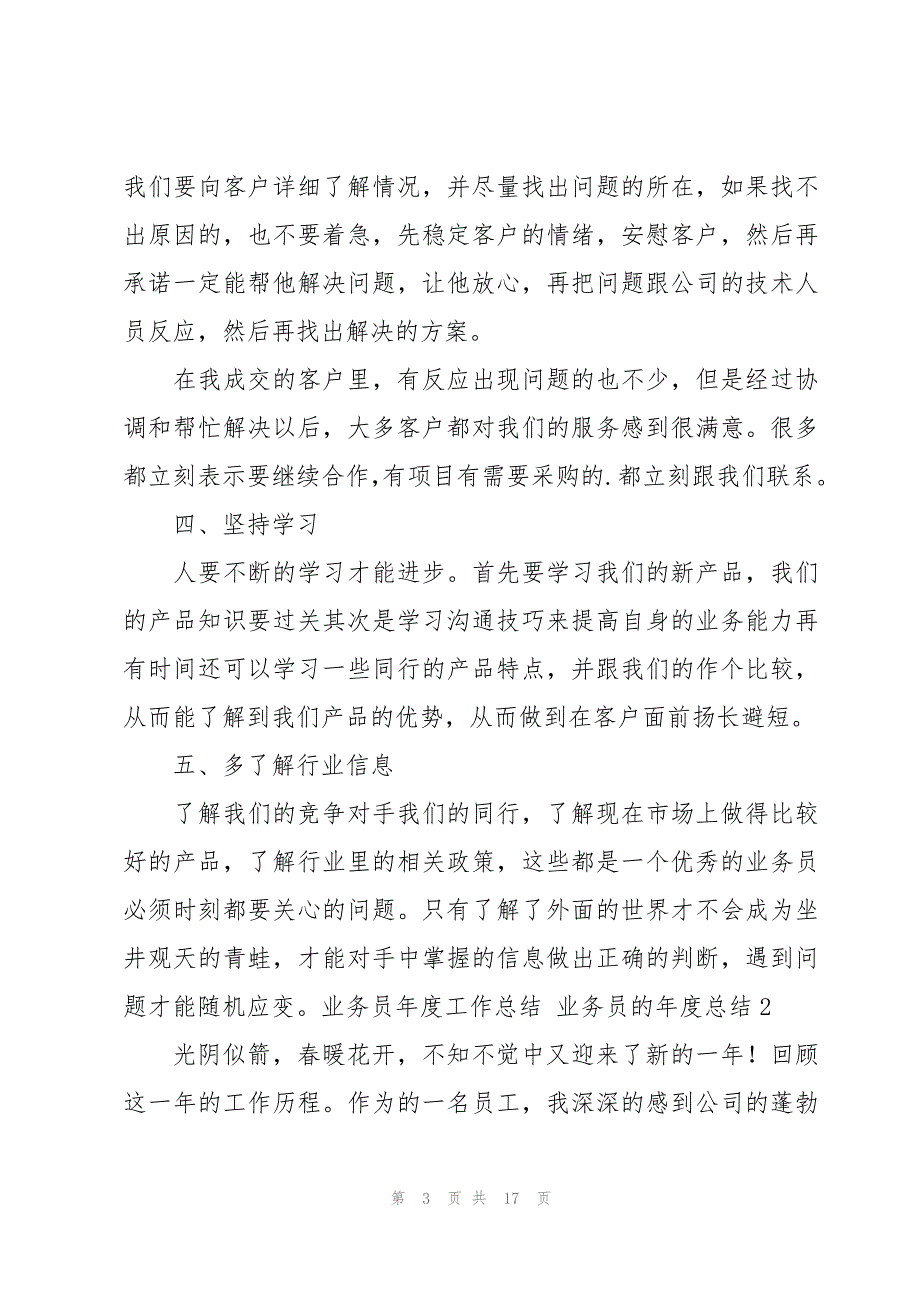 业务员年度工作总结 业务员的年度总结_第3页