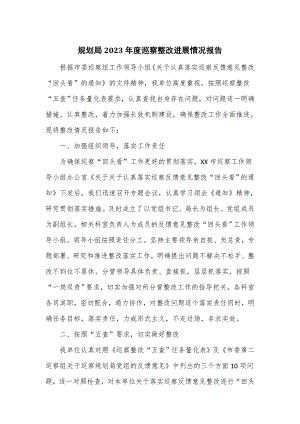 規劃局2023年度巡察整改進展情況報告