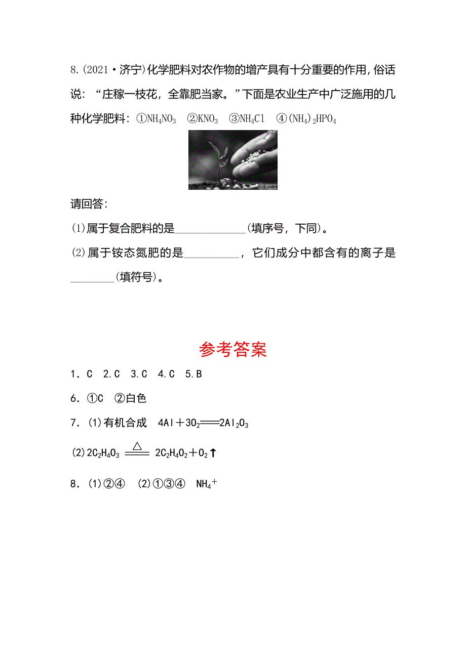 2022年中考化学鲁教版(五四制)总复习达标训练-第十二讲化学与社会发展_第3页