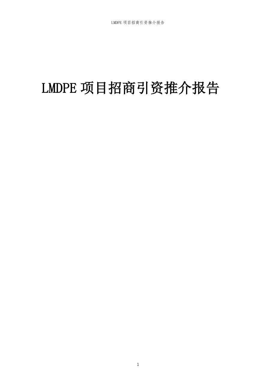 LMDPE项目招商引资推介报告_第1页