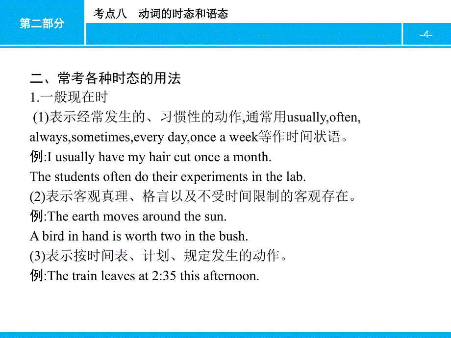 新高考高中学业水平测试复习考点八 动词的时态和语态_第4页