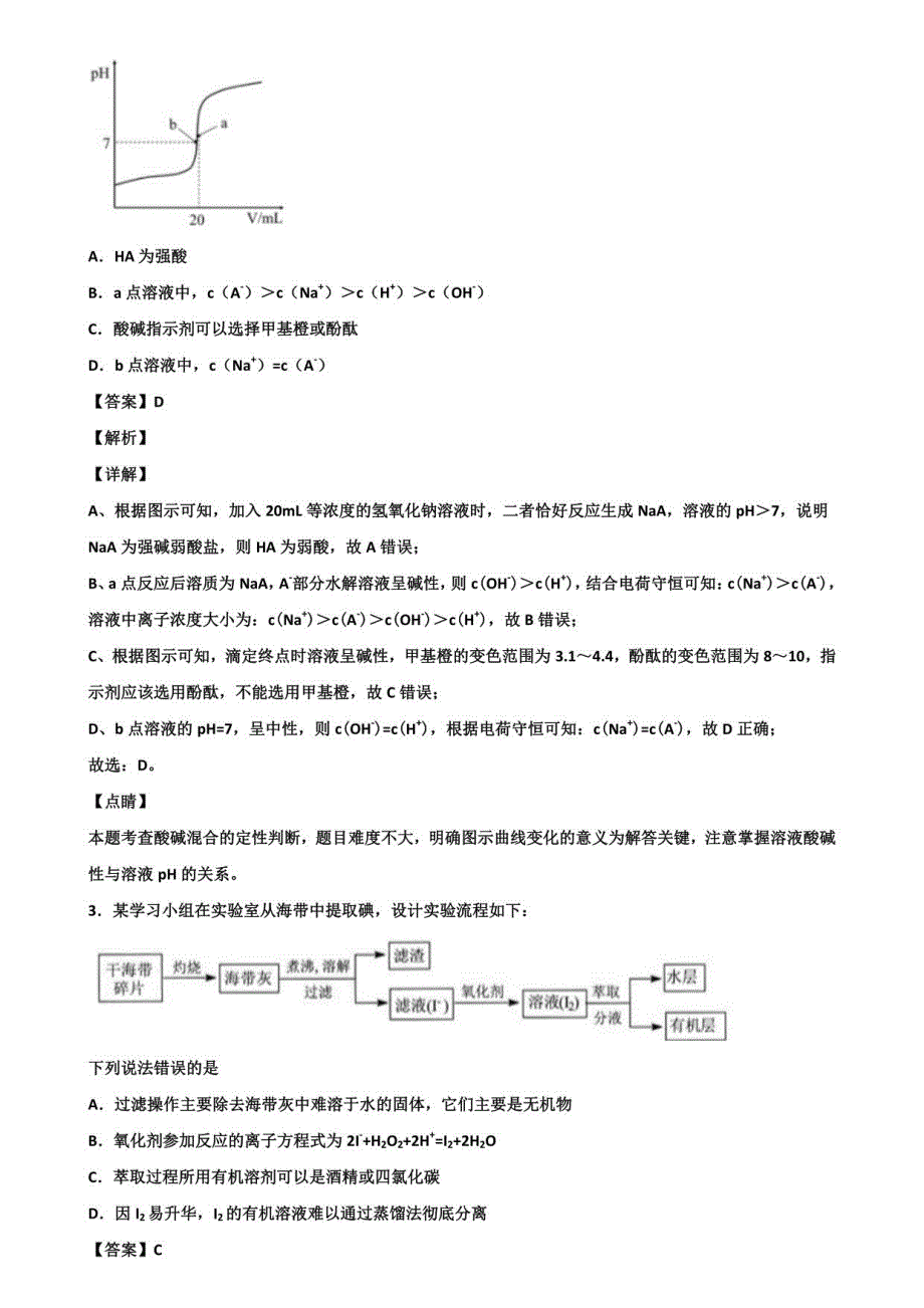 【6份试卷合集】北京市房山区2019-2020学年第三次高考模拟考试化学试卷_第2页