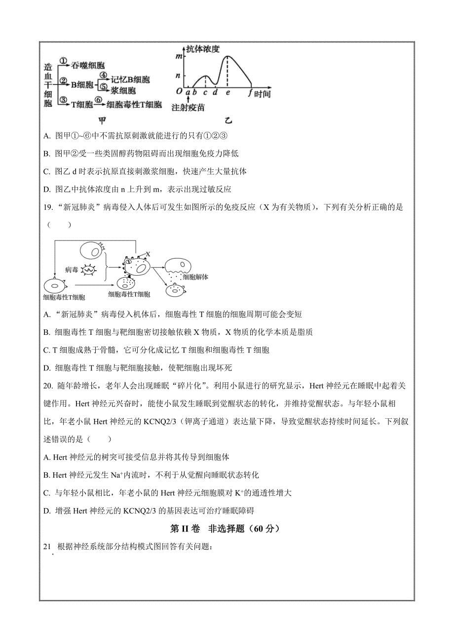 四川省宜宾市叙州区一中2023-2024学年高二11月期中生物 Word版无答案_第5页