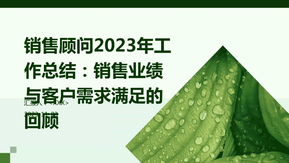 销售顾问2023年工作总结：销售业绩与客户需求满足的回顾_第1页