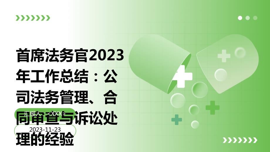 首席法务官2023年工作总结：公司法务管理、合同审查与诉讼处理的经验_第1页