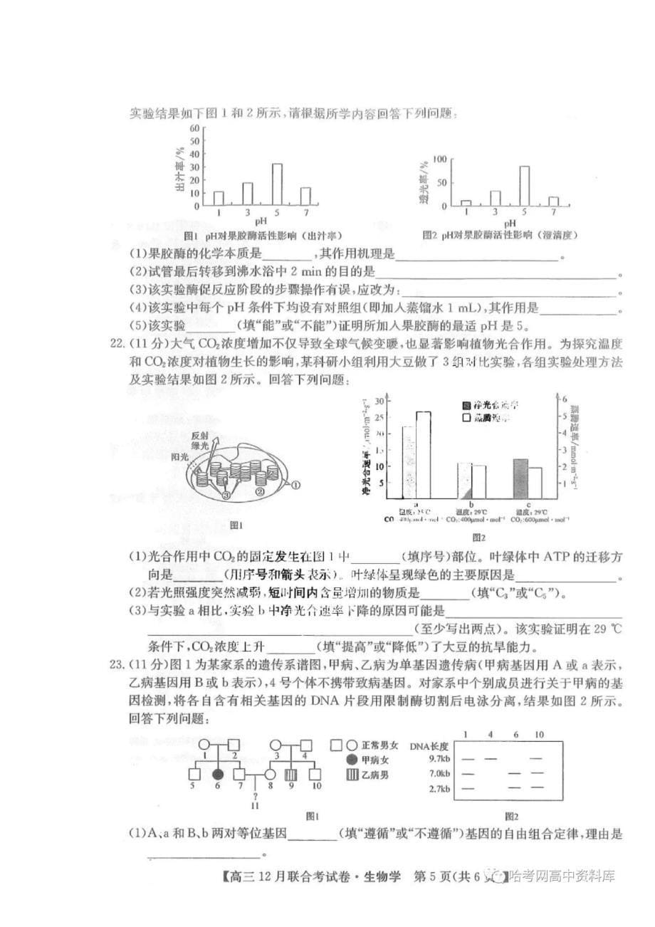 2023黑吉辽三省联考高三生物12月考试卷_第5页