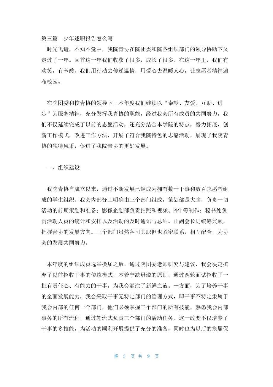 少年述职报告怎么写三篇_第5页