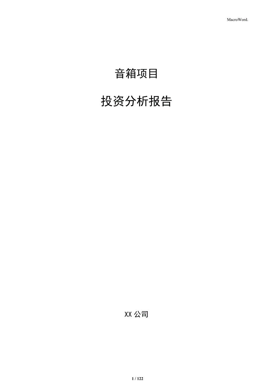 音箱项目投资分析报告_第1页