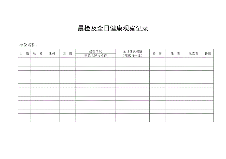 晨检及全日健康观察记录_第1页