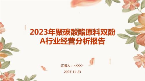 2023年聚碳酸酯原料双酚A行业经营分析报告