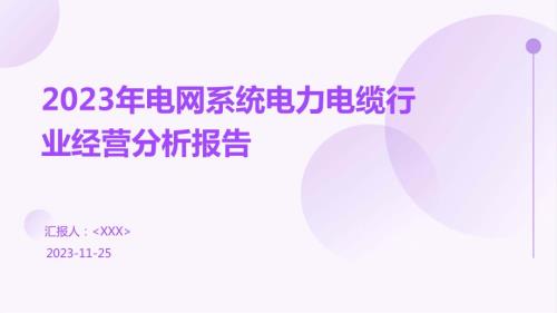 2023年电网系统电力电缆行业经营分析报告