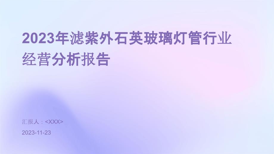 2023年滤紫外石英玻璃灯管行业经营分析报告_第1页