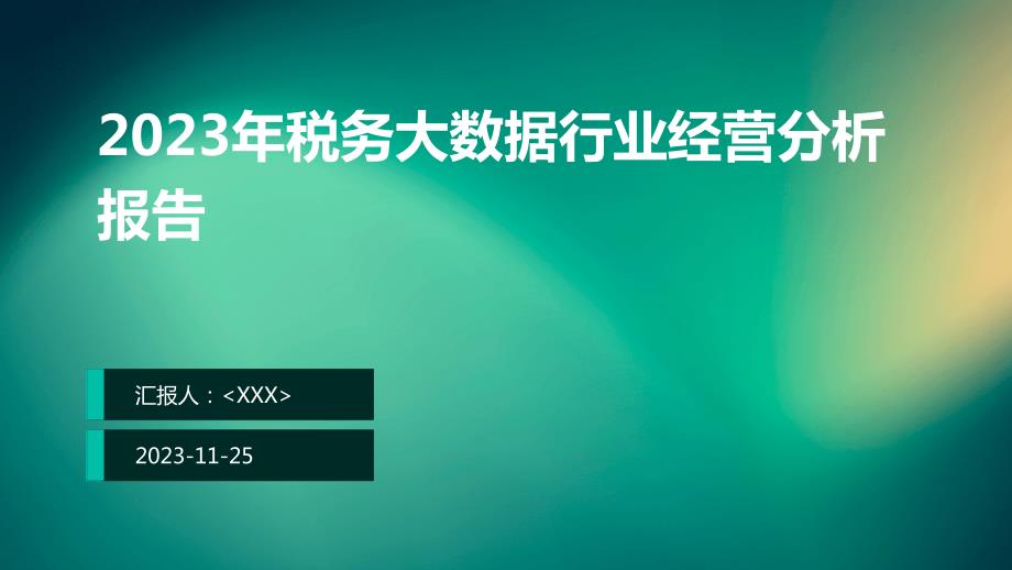 2023年税务大数据行业经营分析报告_第1页