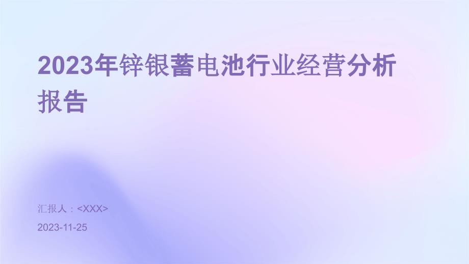 2023年锌银蓄电池行业经营分析报告_第1页