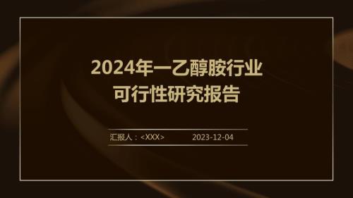 2024年一乙醇胺行业可行性研究报告