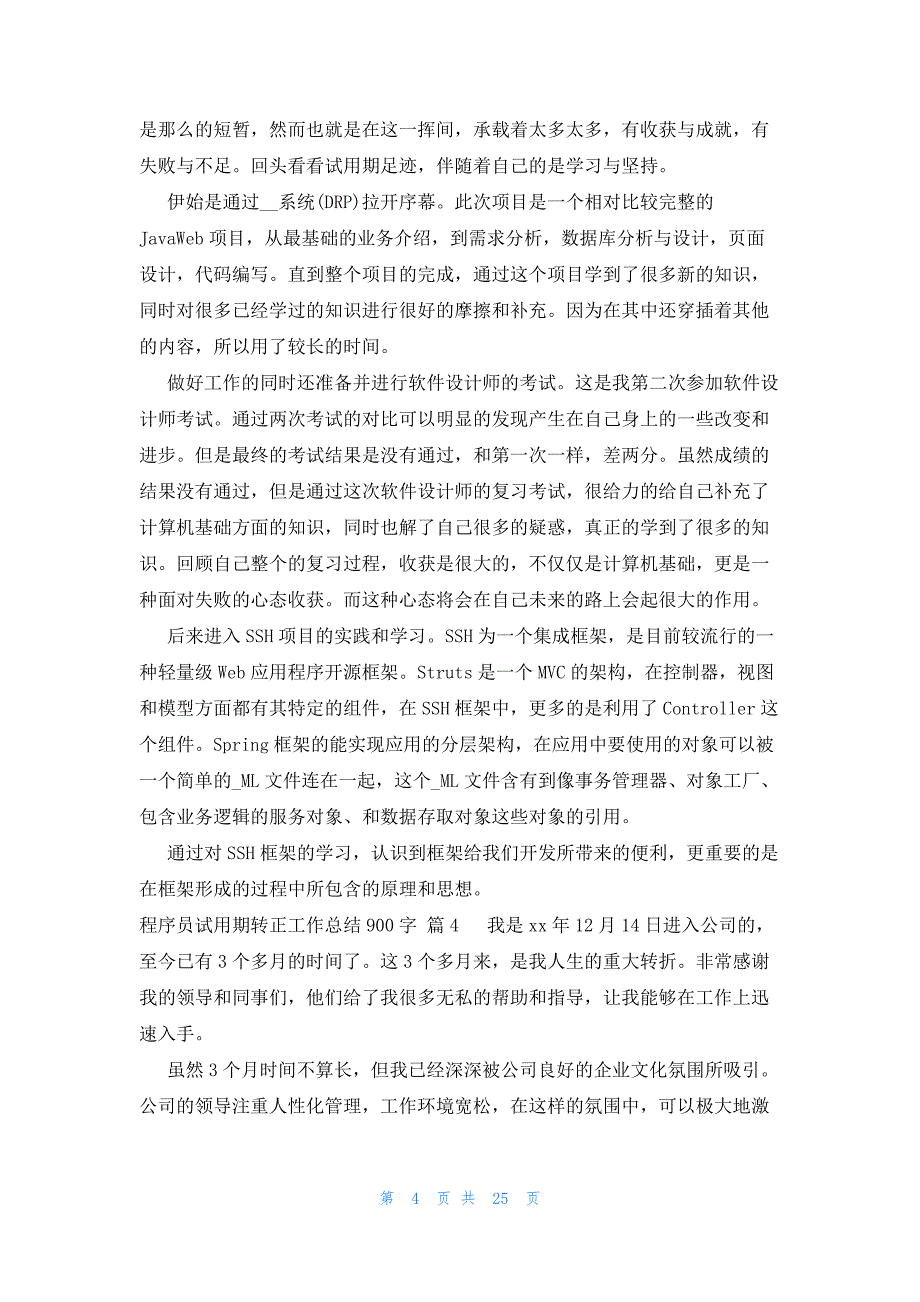 程序员试用期转正工作总结900字（19篇）_第4页