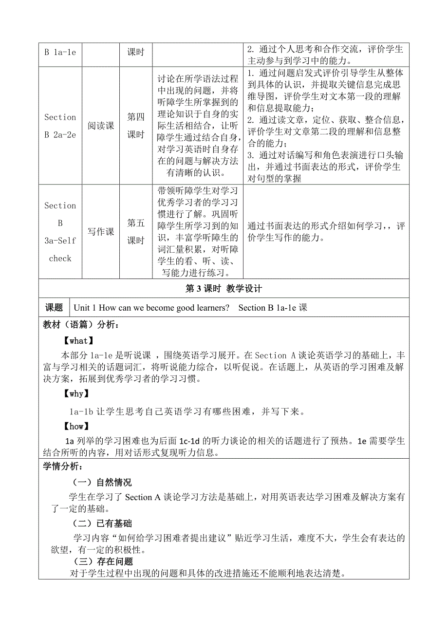 Section B (1a-1e)大单元教学设计Unit 1 How can we become good learners_第3页