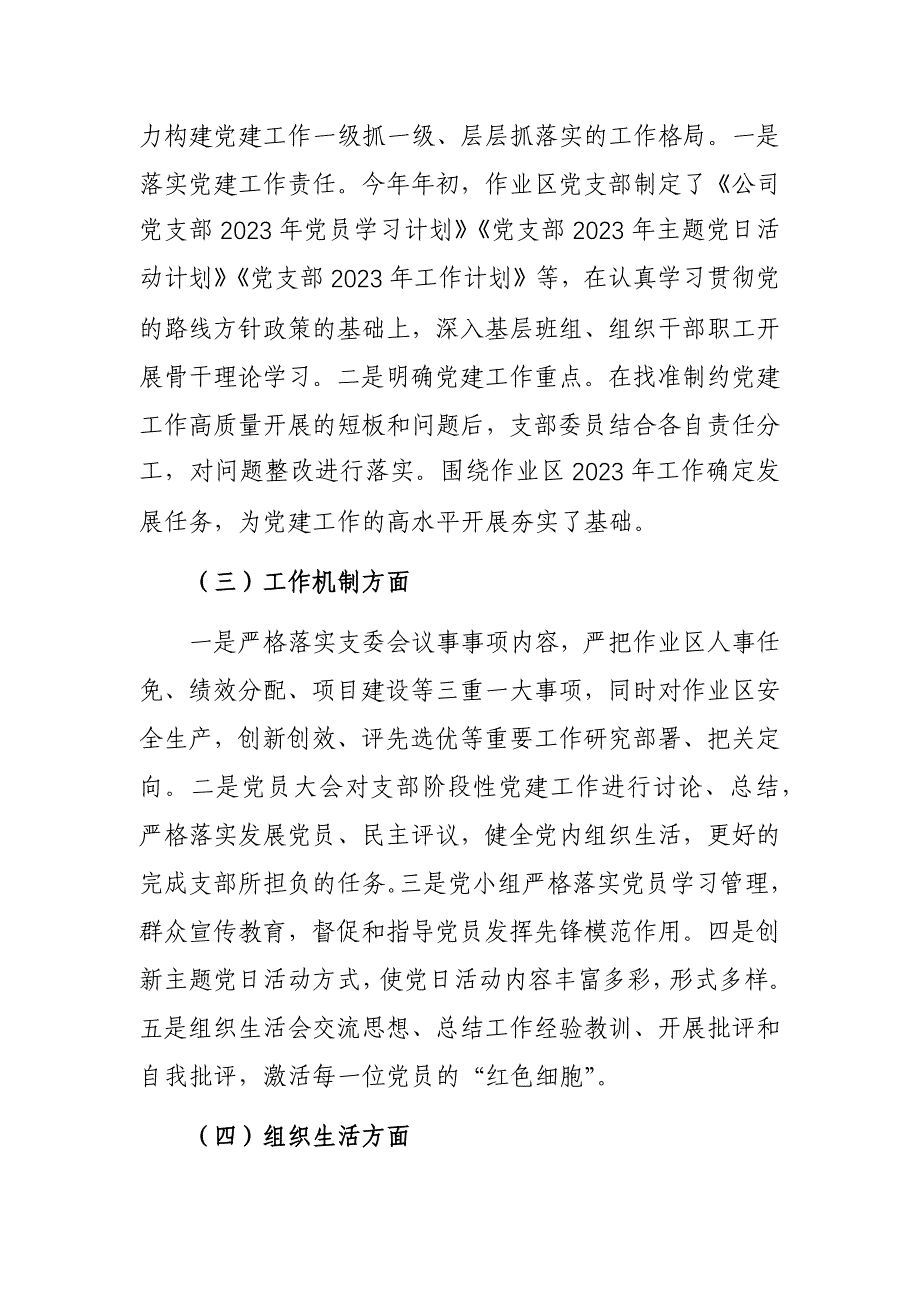 2023年度公司党支部“堡垒指数”考评暨党支部标准化建设工作验收考评自查报告参考范文_第2页