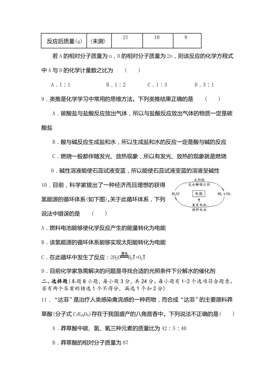 2006年江苏省初中化学竞赛初赛试卷_第3页