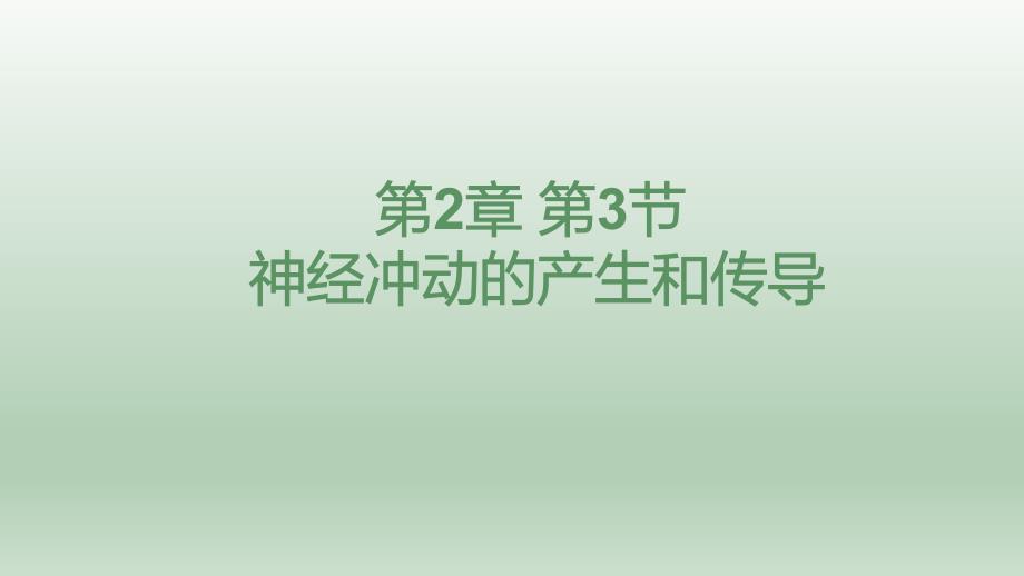 【公开课】神经冲动的产生和传导（第二课时）课件+高二上学期生物人教版选择性必修1_第1页