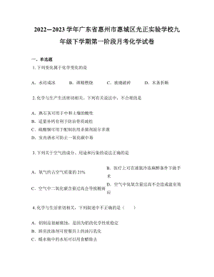 2022—2023学年广东省惠州市惠城区光正实验学校九年级下学期第一阶段月考化学试卷