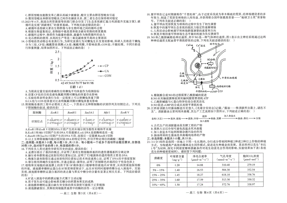 江西省南昌市2023-2024高三上学期开学零模考试生物试卷及答案_第2页