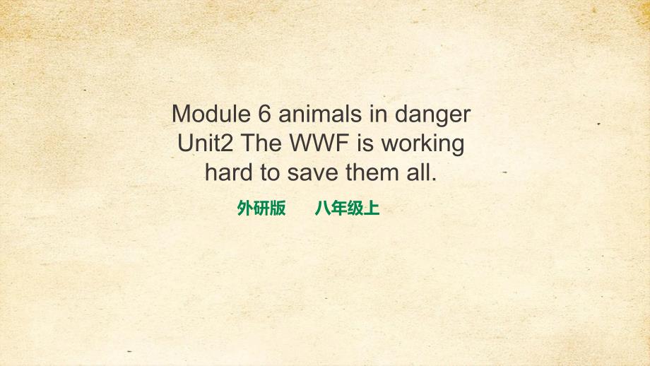 Module 6 Animals in danger Unit 2 大单元整体课件 外研版八年级上册_第1页
