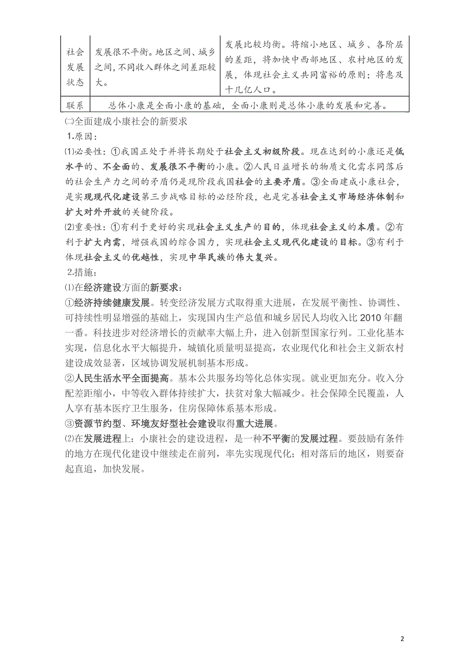 高考政治《经济生活》考点十八 全面建成小康社会的奋斗目标_第2页