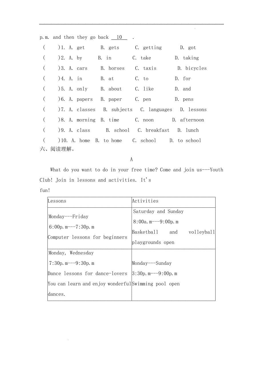 Unit+2+单元练习 牛津译林版八年级英语上册_第5页