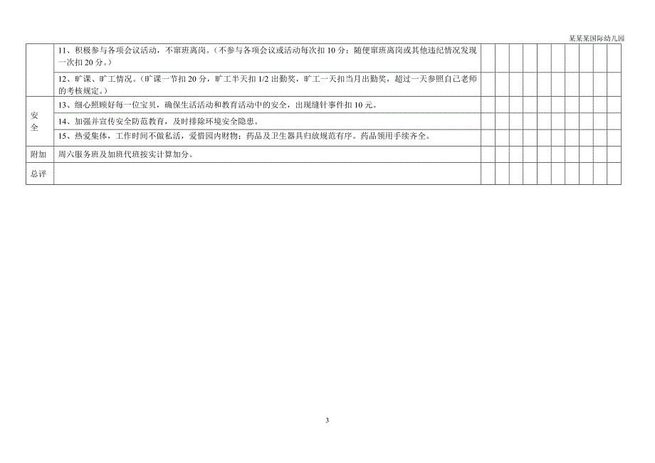 幼儿园保健老师工作考核表表_第3页