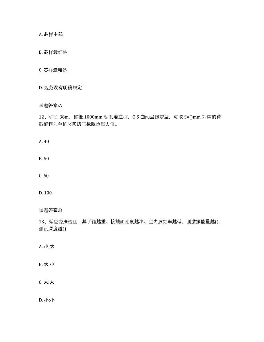 2024年度河南省基桩检测人员上岗考试押题练习试题B卷含答案_第5页