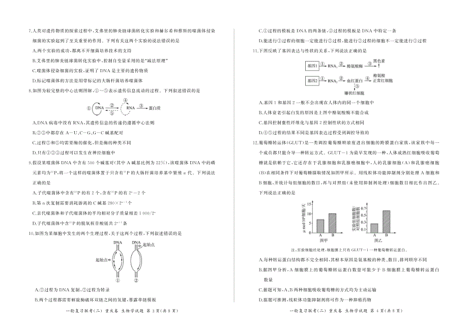 2024届重庆高三上学期一轮复习联考（二）生物试卷及答案_第2页