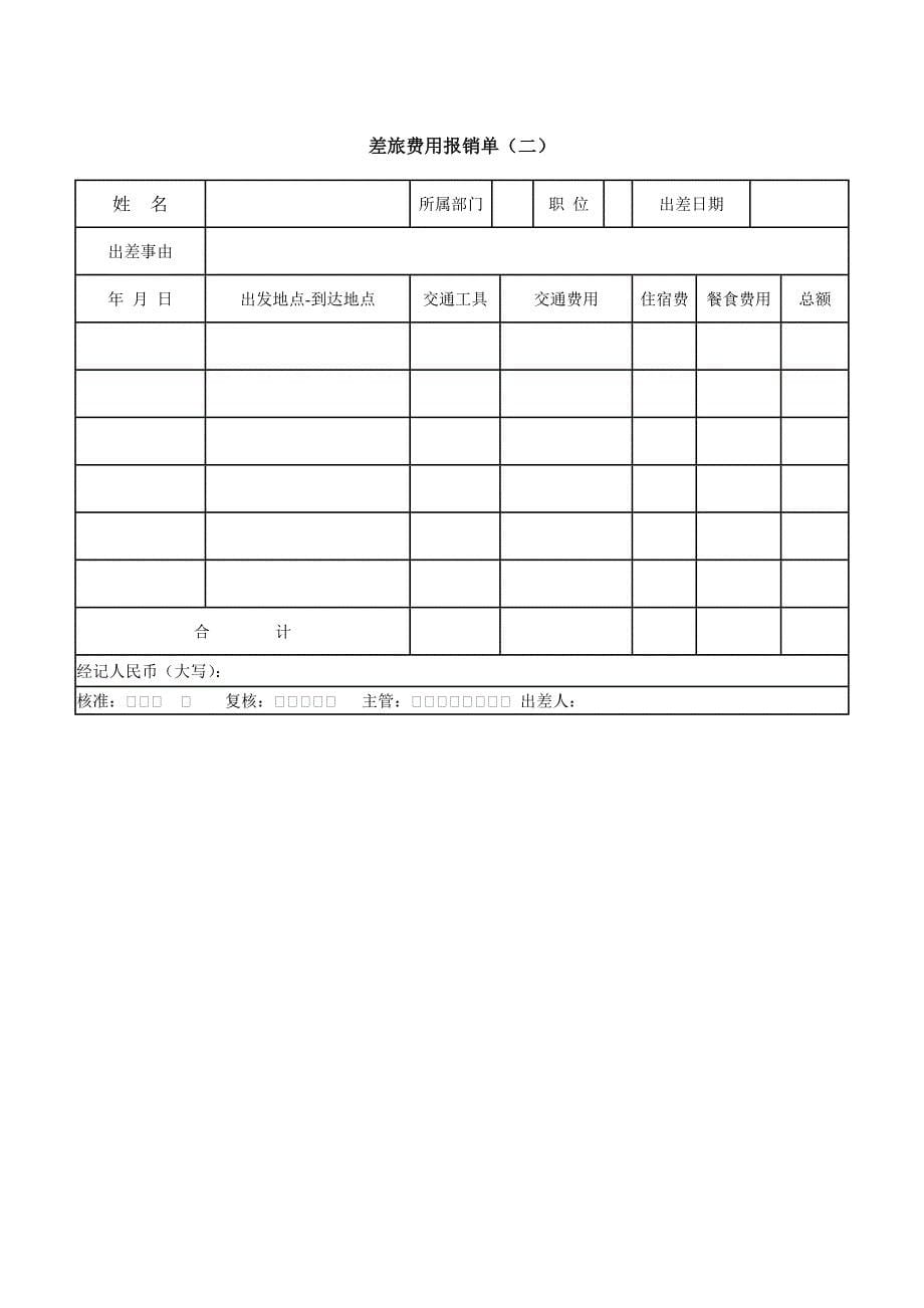 模板&表格：出差申请单&差旅报销单表格（内含5份）_第5页