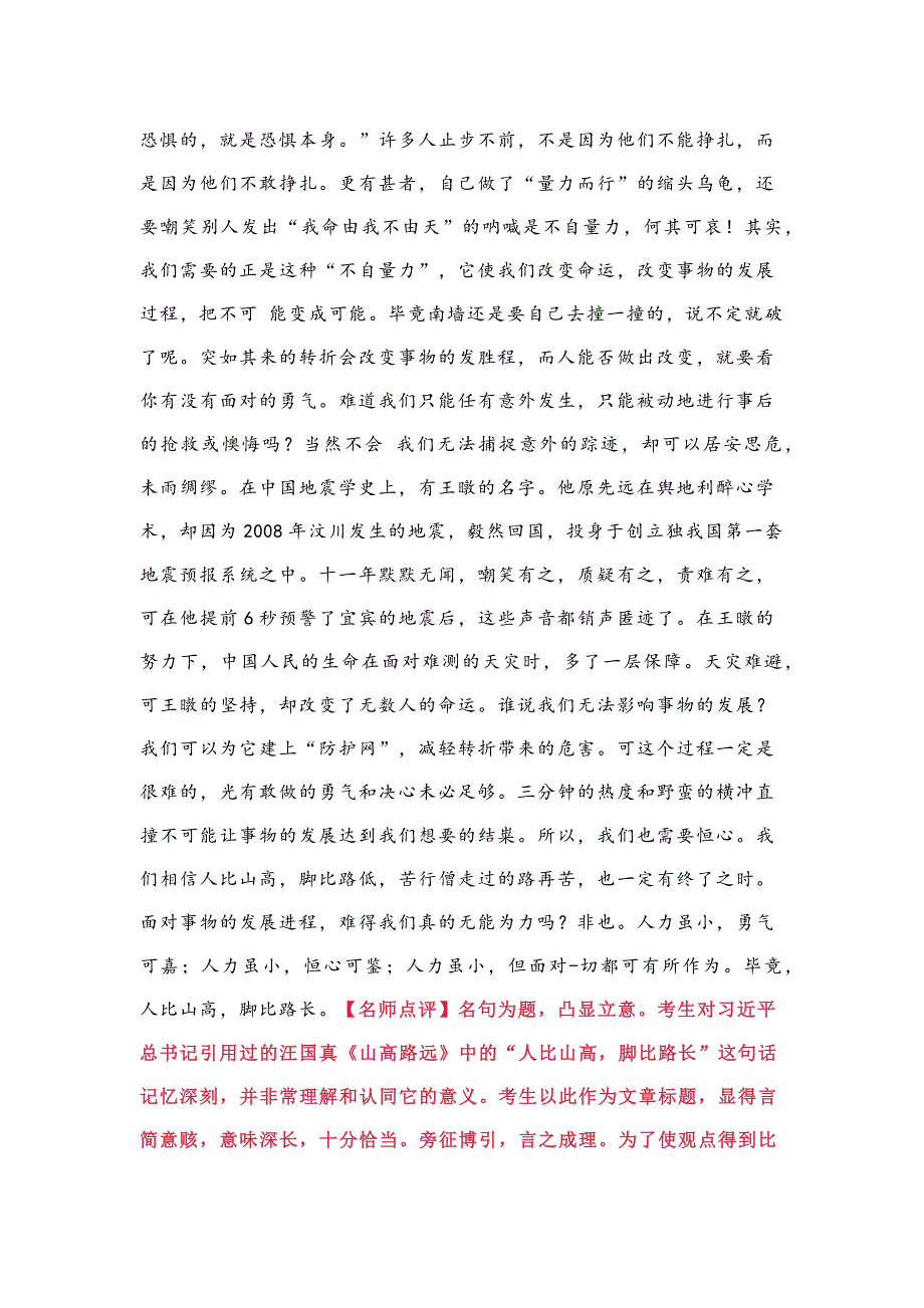 高考语文阅卷组长推荐的6篇标杆作文（附点评）_第2页