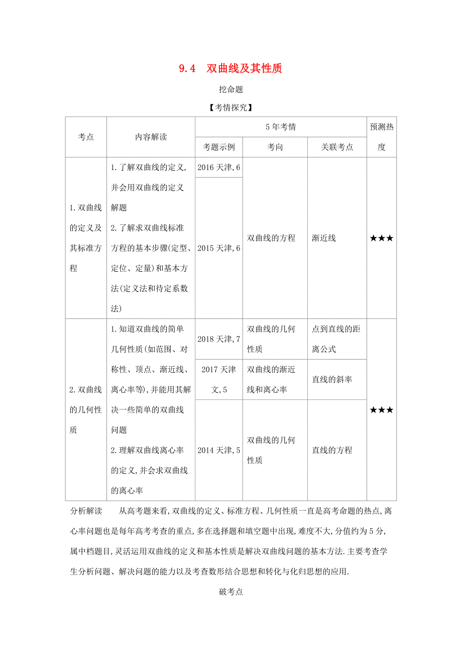 高考数学大一轮复习 9.4 双曲线及其性质精练-人教版高三数学试题_第1页