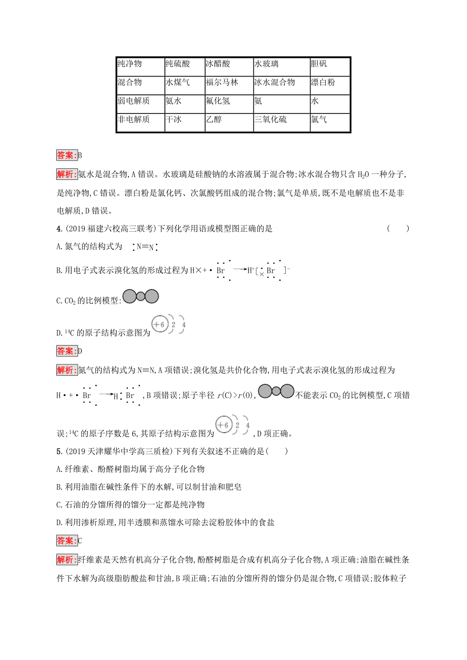 高考化学二轮复习 专题能力训练1 化学与传统文化 物质的组成、性质、分类及化学用语（含解析）-人教版高三化学试题_第2页