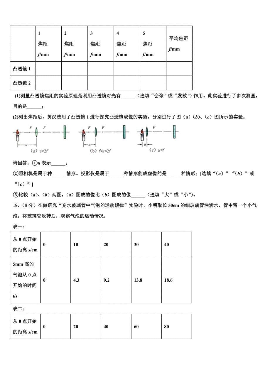 黑龙江省哈尔滨市德强中学2024届八年级物理第一学期期末质量跟踪监视模拟试题附答案_第5页