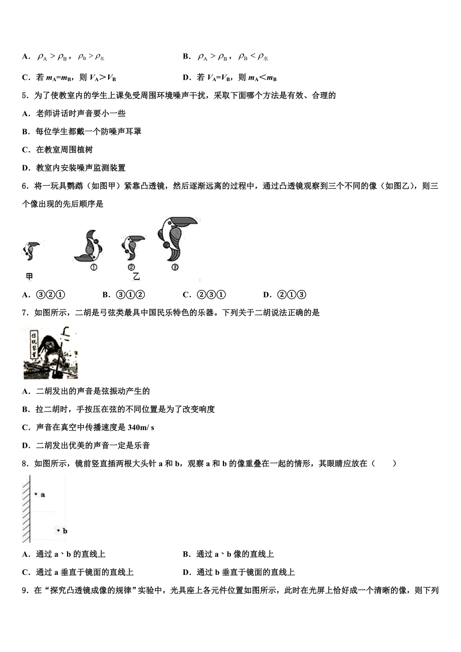 海南省海南枫叶国际学校2024届八年级物理第一学期期末质量检测模拟试题附答案_第2页