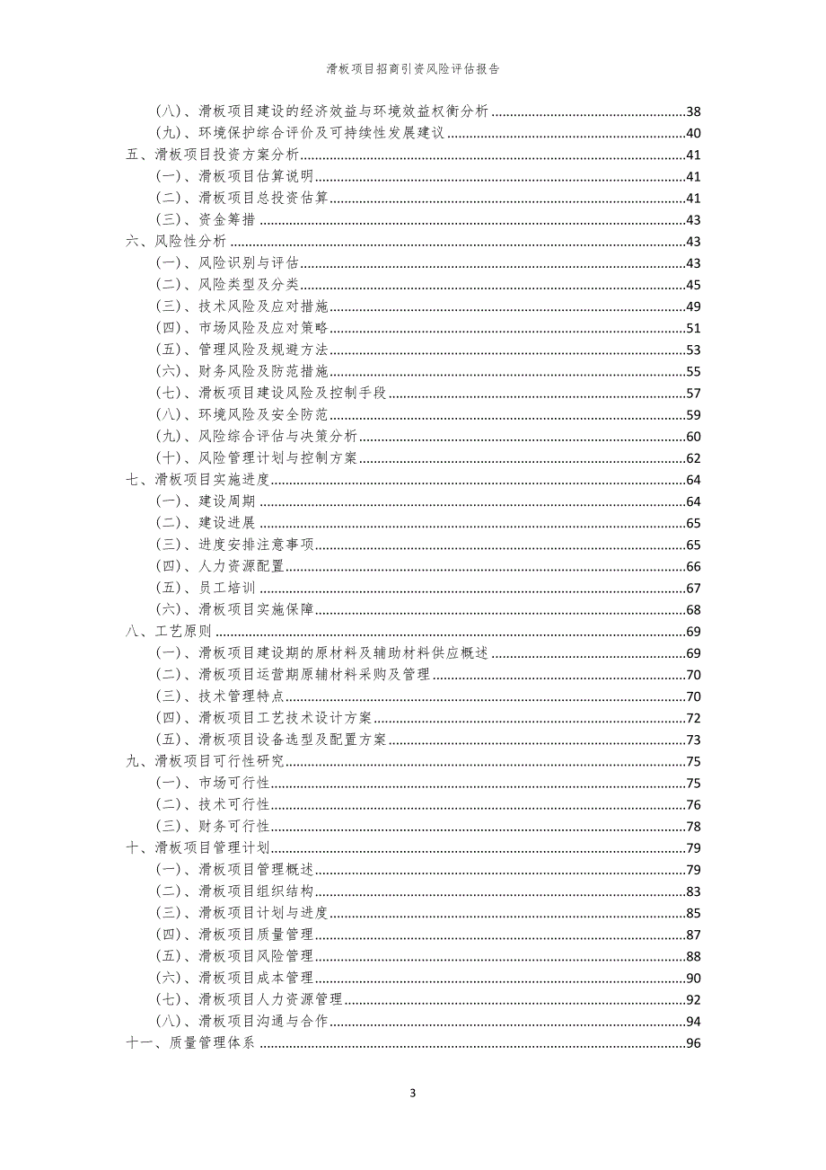 滑板项目招商引资风险评估报告_第3页