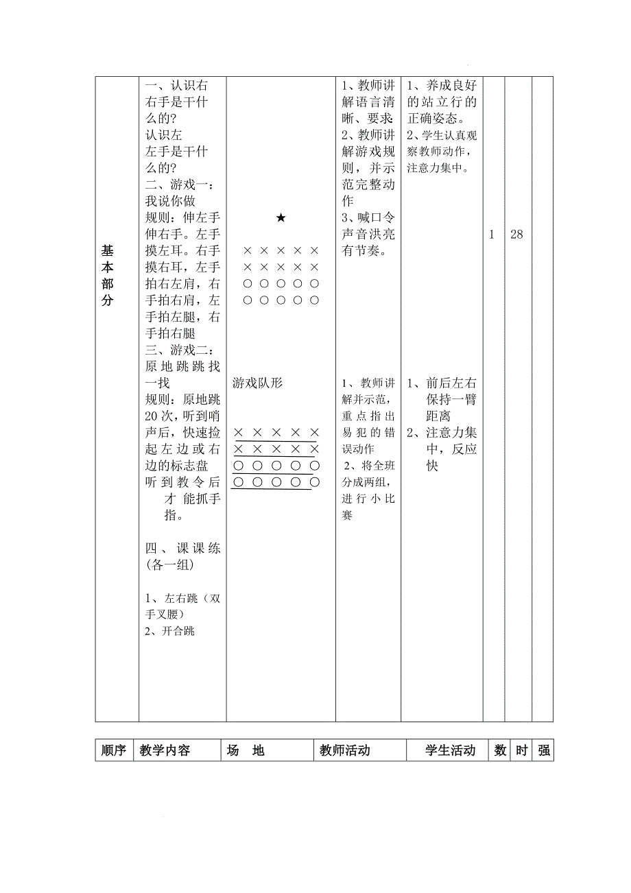 人教版体育一年级下册认识左右（教案）_第2页