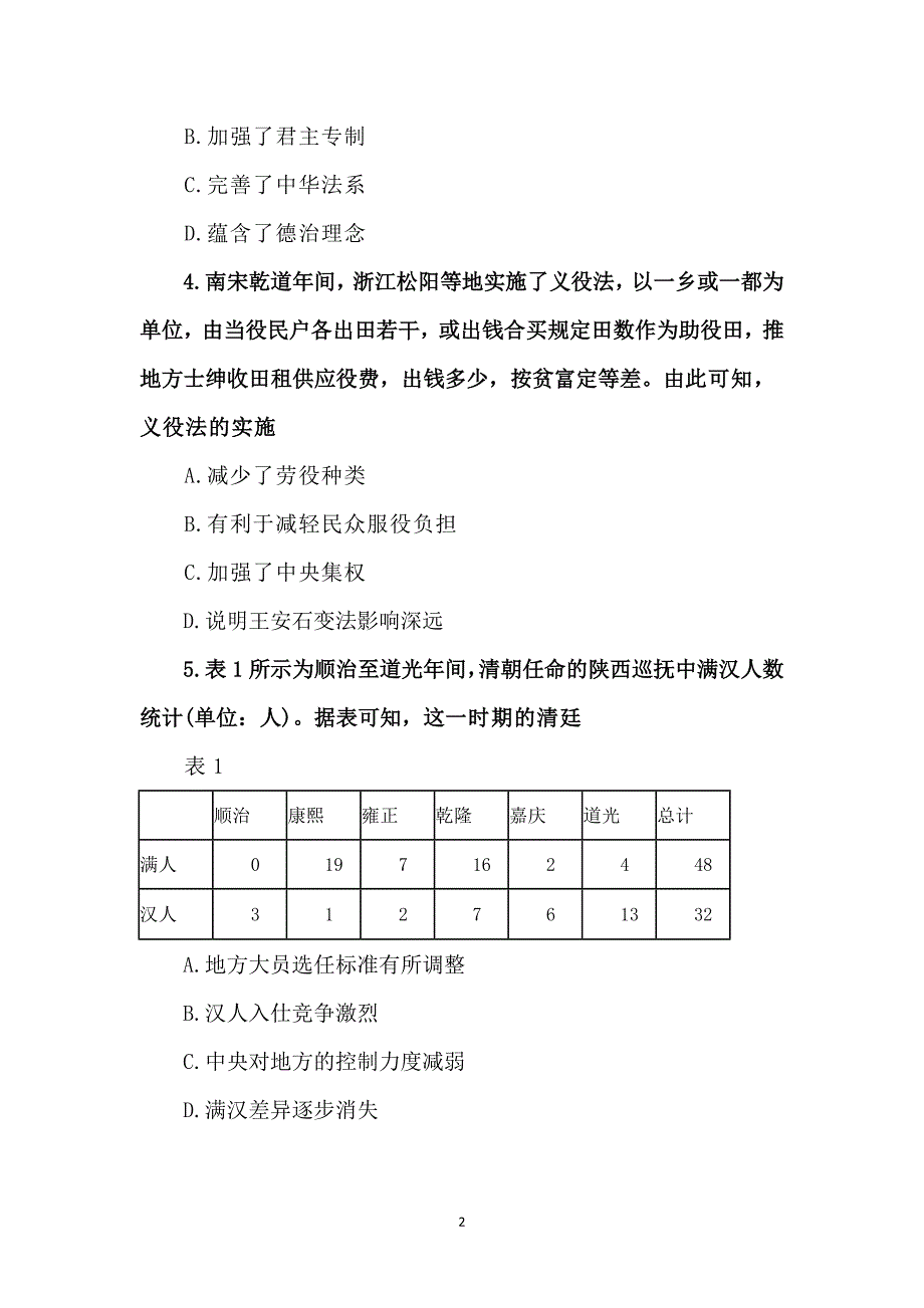 2024年高三历史联考试题（附参答）_第2页