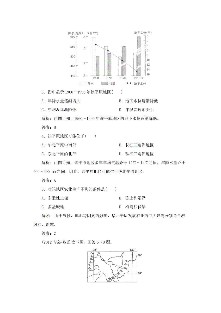 高中地理总复习 能力特训 山区农业资源的开发 商业农业区域的开发 新人教版_第2页