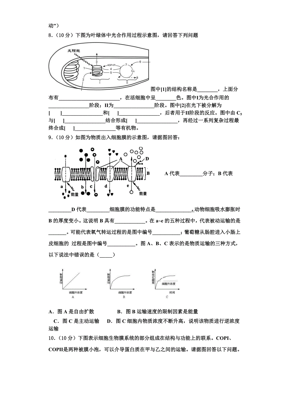 陕西省恒口高级中学2023年高一生物第一学期期末考试试题含解析_第3页