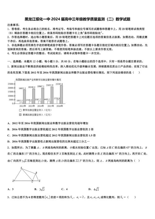 黑龙江绥化一中2024届高中三年级教学质量监测（二）数学试题