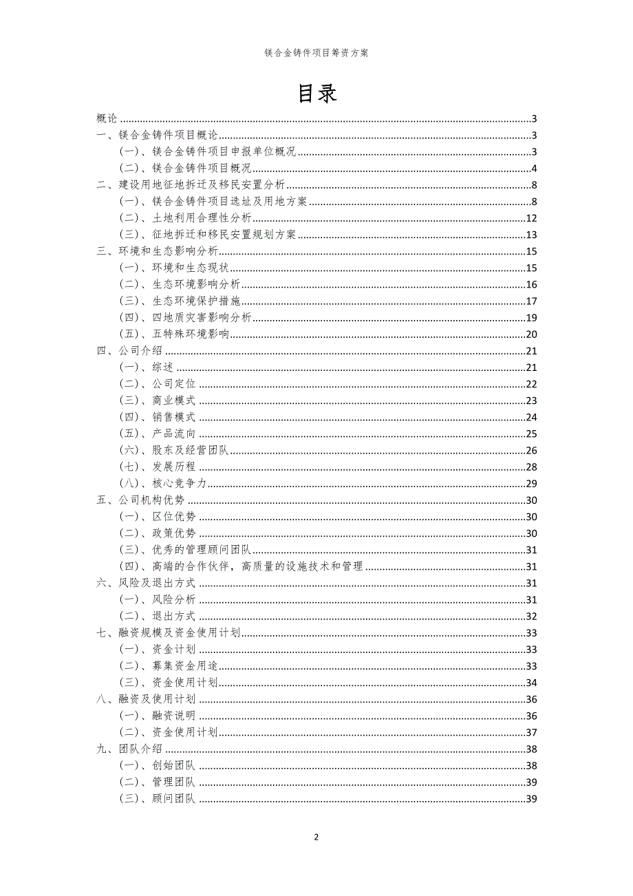 2023年镁合金铸件项目筹资方案_第2页