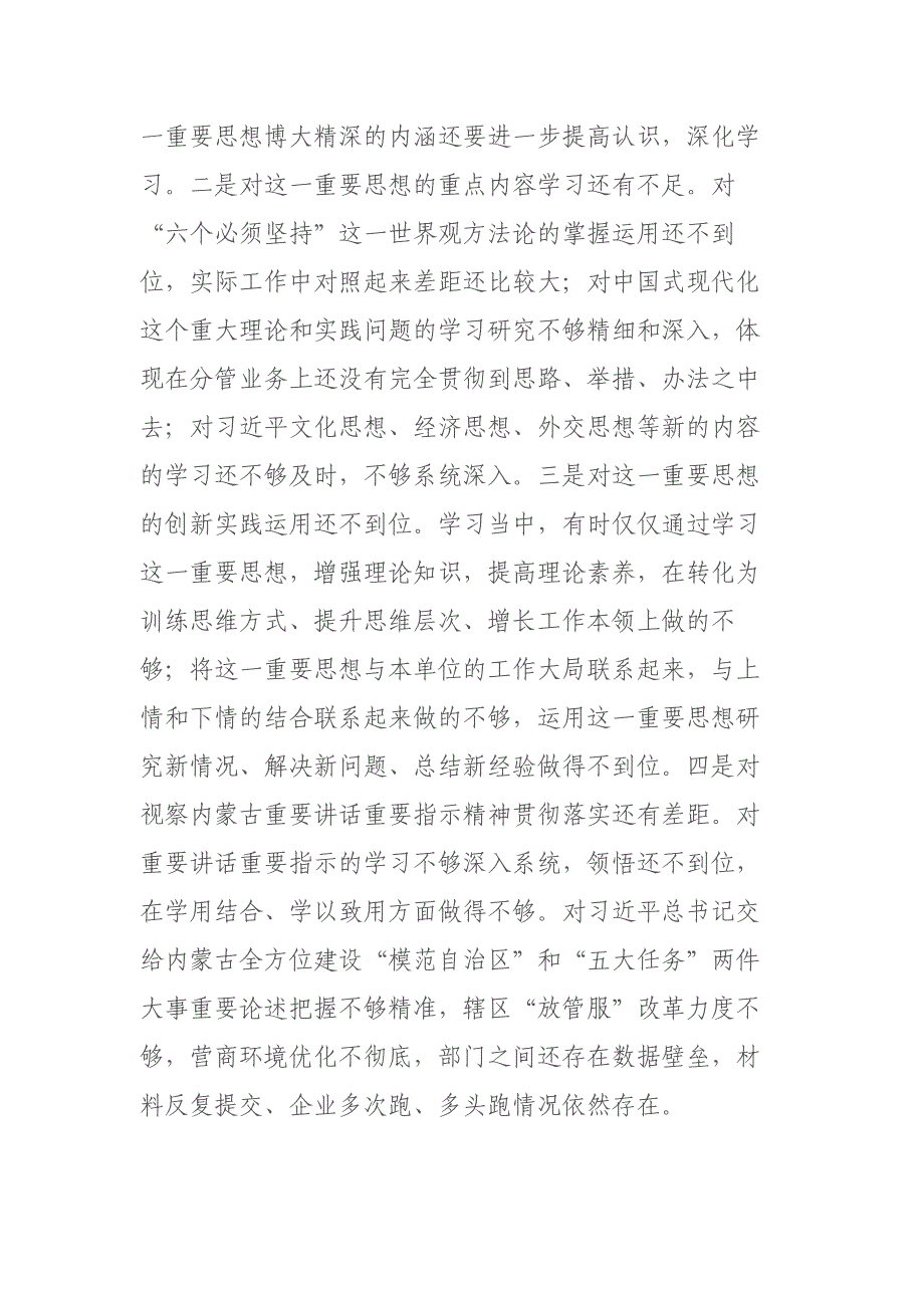 2024年领导干部专题个人“新八个方面”对照检查发言（践行宗旨服务人民、求真务实狠抓落实等新六个方面）范文_第2页