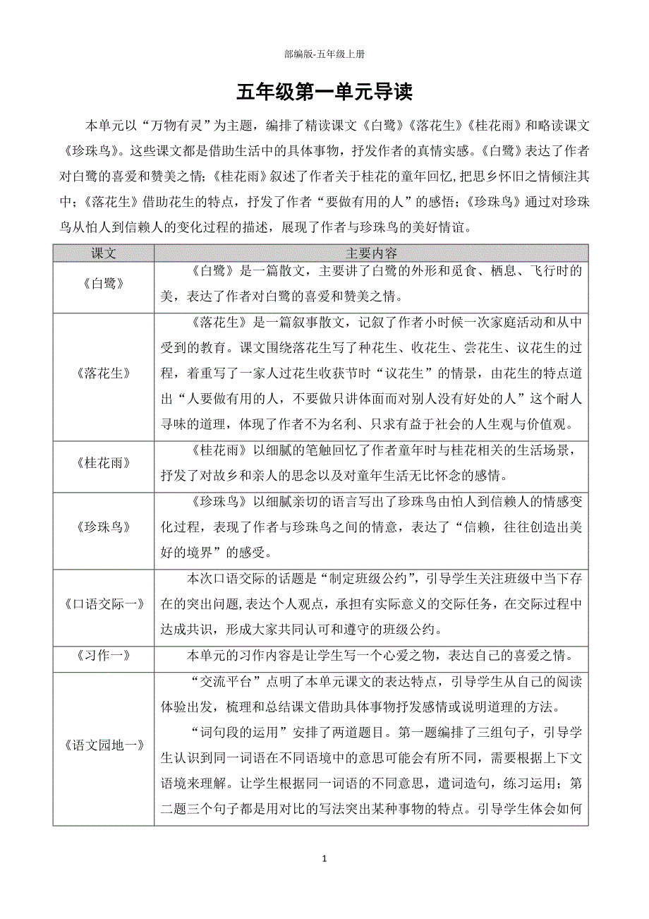 五年级语文第一单元导读_第1页