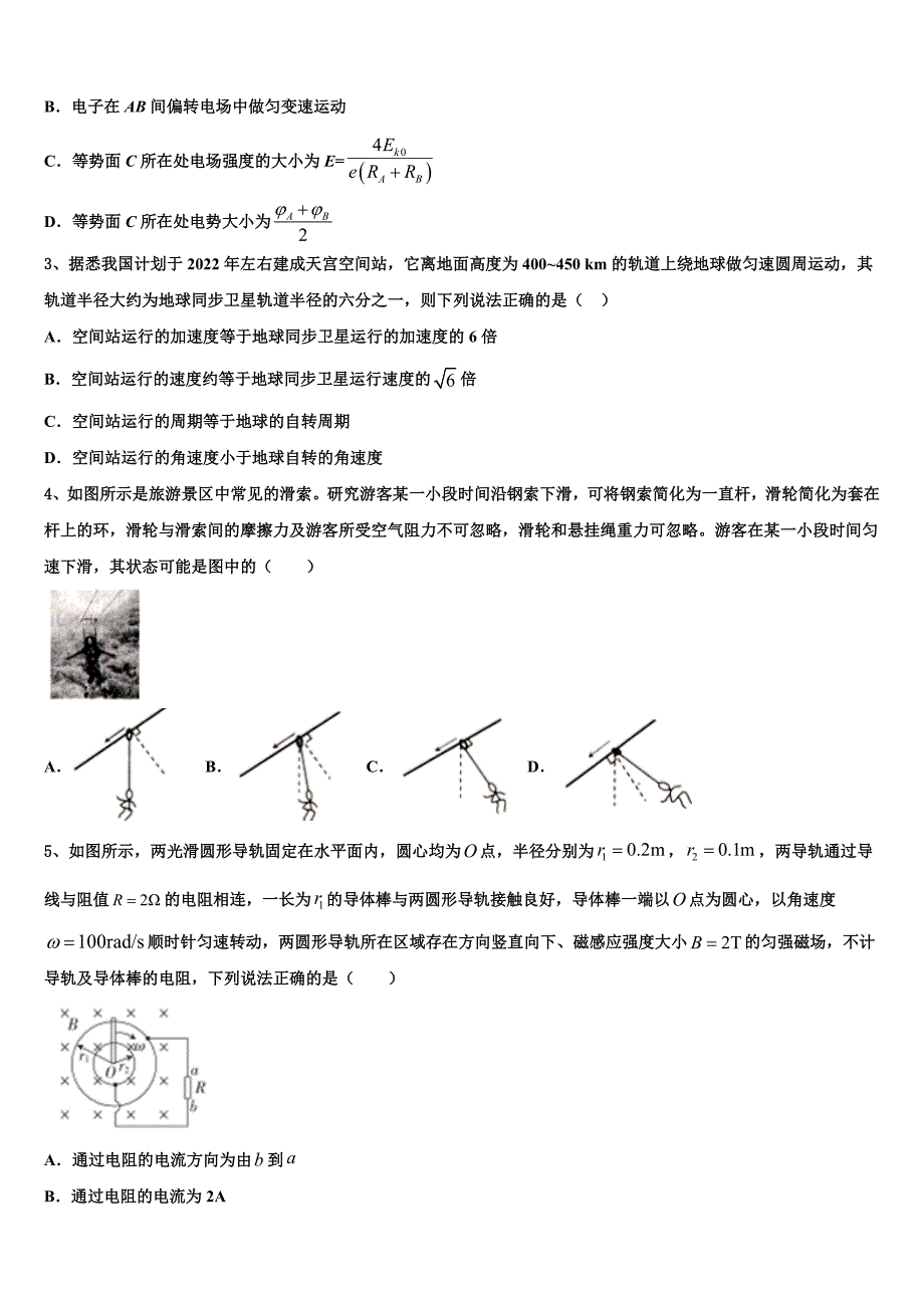 2025学年四川省绵阳市东辰高中高三下学期联考押题卷物理试题试卷_第2页