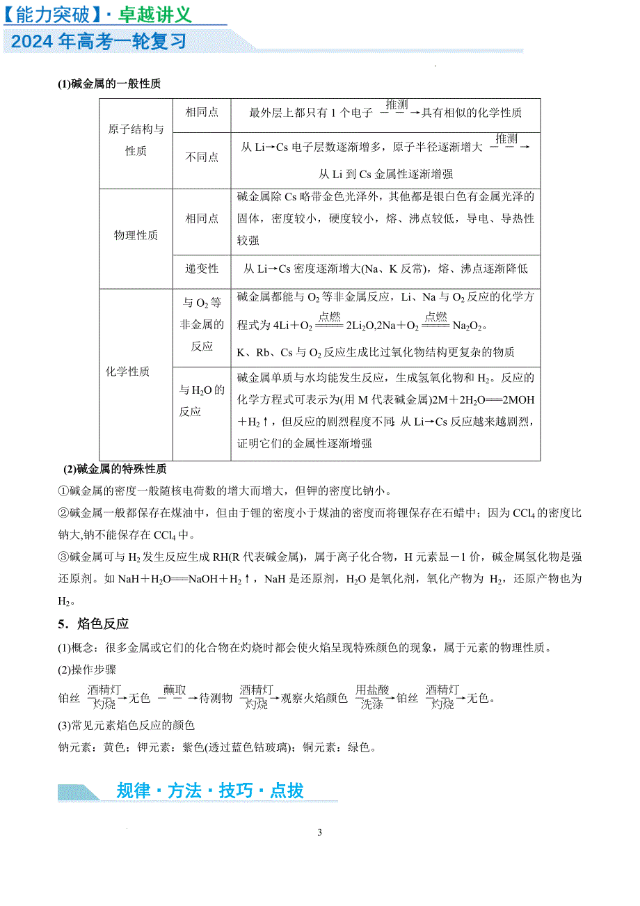 钠及其化合物 （讲义）-【能力突破】2024年高考化学大一轮复习卓越讲义（解析版）_第3页