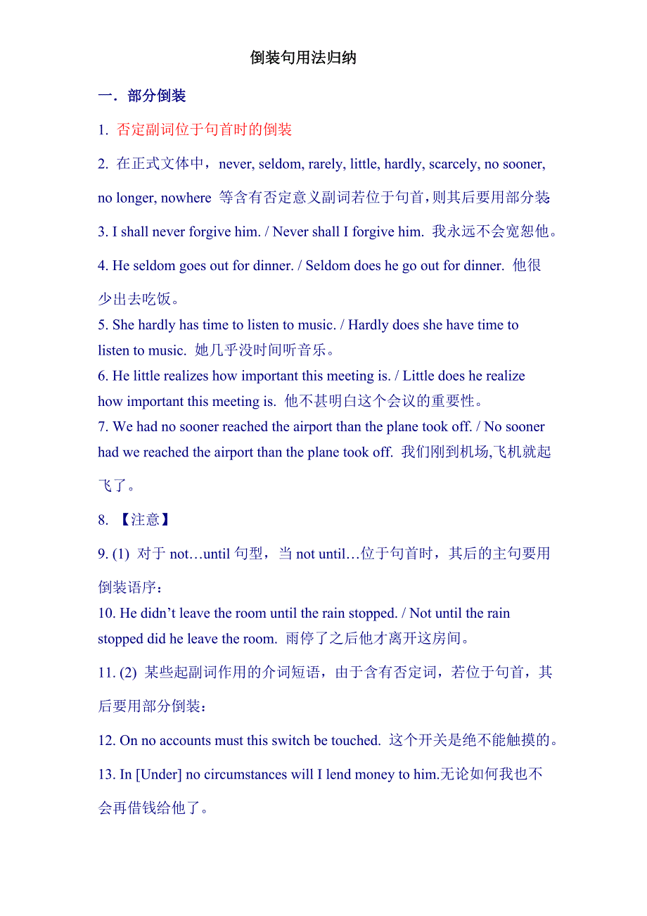 高中 英语 倒装句用法归纳_第1页